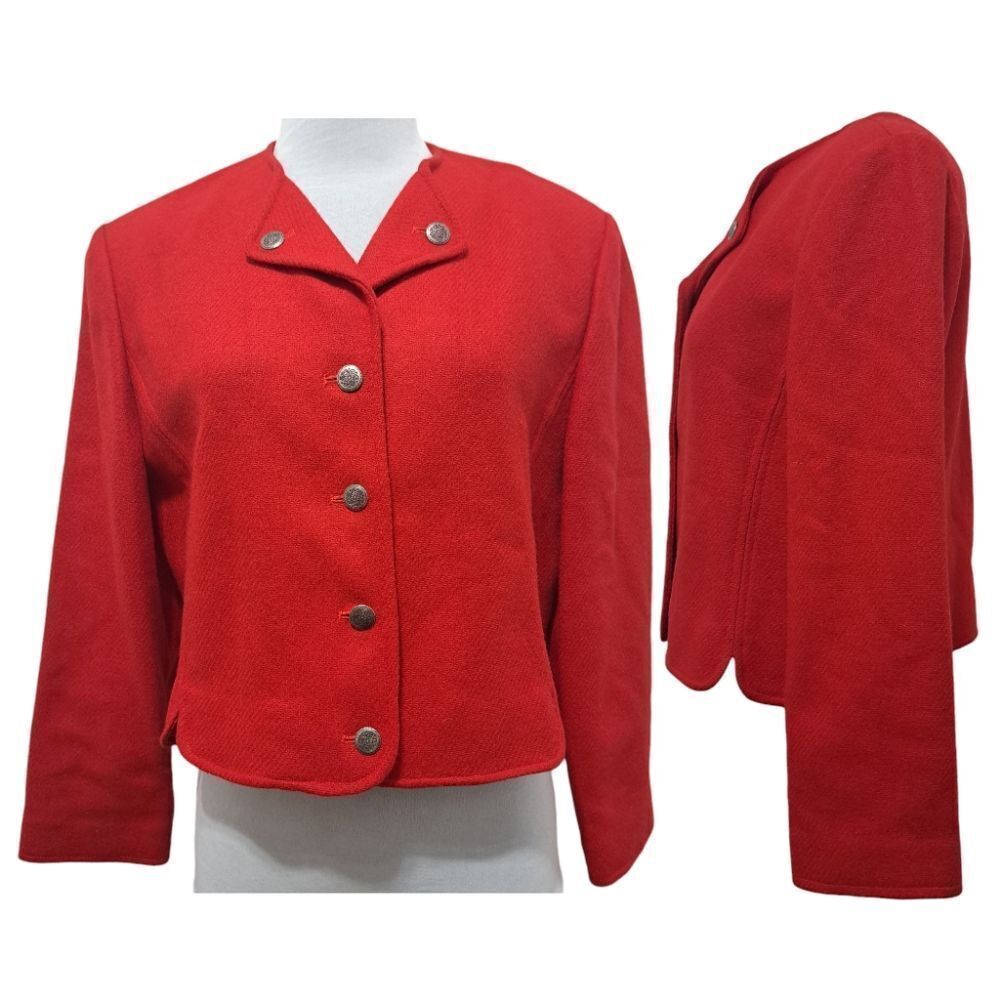 Vintage Pendleton Virgin Wool Cropped Jacket Red … - image 3